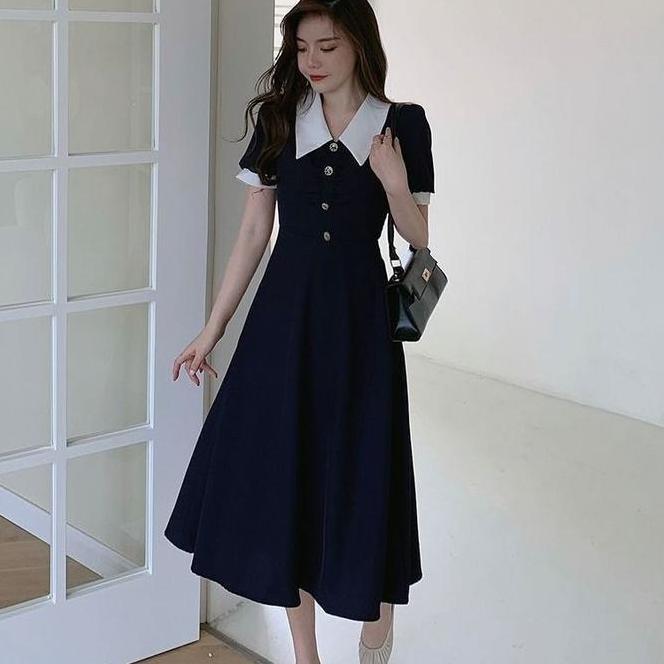 Dress Kerah Persegi Dress Jumbo Wanita