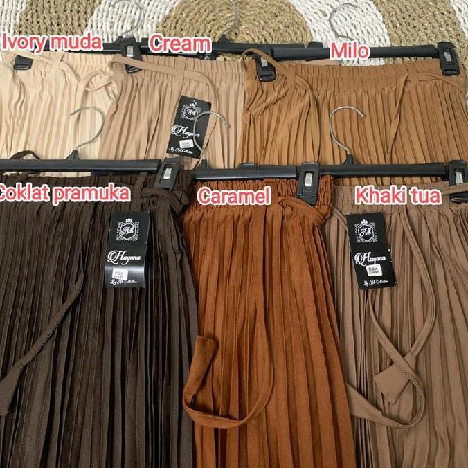 Rok Plisket Jumbo Premium Tebal Mayung Dewasa Hitam Abu Panjang Bawahan Wanita Putih Kain Nyaman