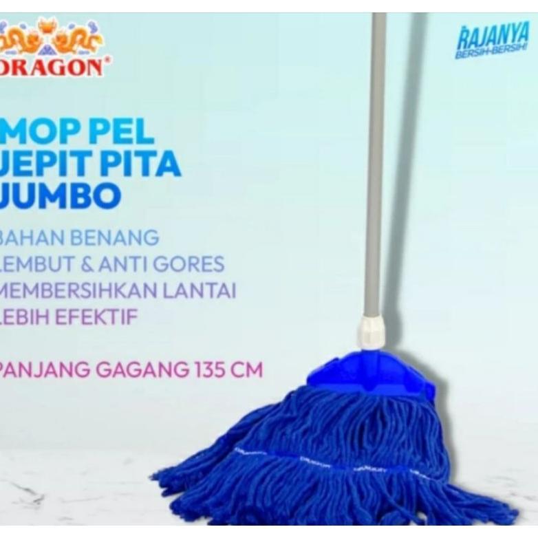 pel lantai jepit jumbo gagang panjang/pel dragon jepit gagang panjang