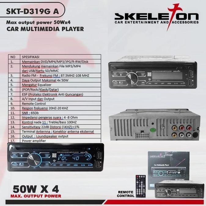 TAPE MOBIL SINGLE DVD SKELETON SKT-D319G Terlaris