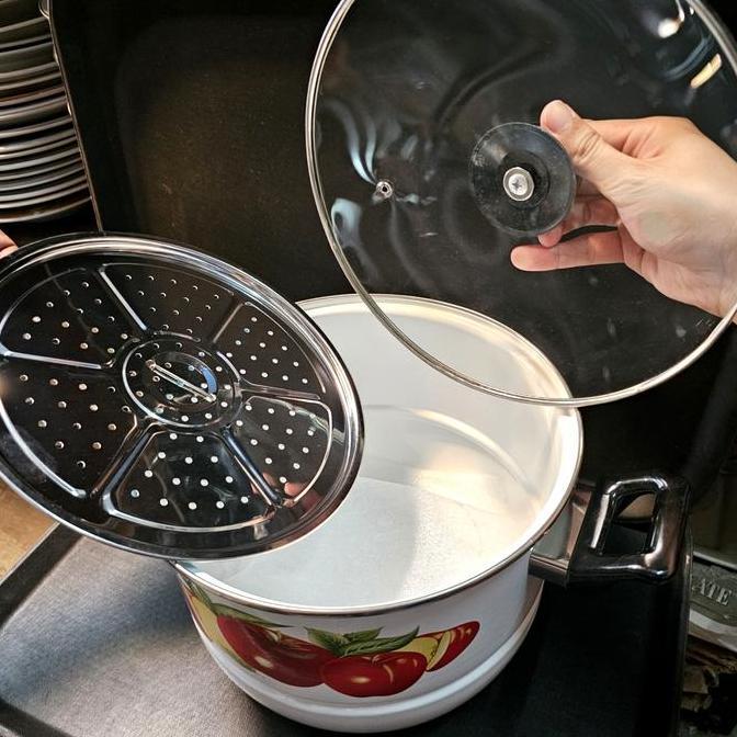 Panci Kembang ENAMEL 26 cm Kukusan Steamer Langseng