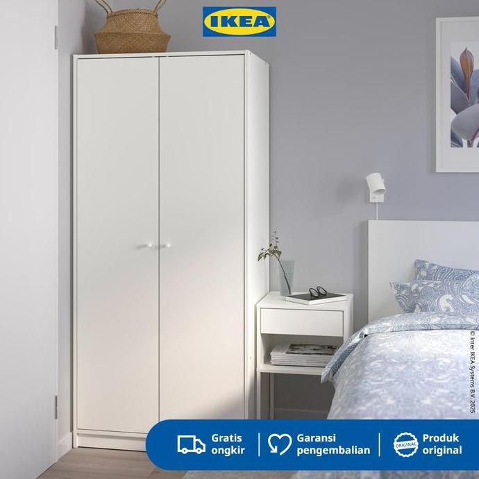 New Ikea Kleppstad Lemari Pakaian 2 Pintu Putih 79X176 Cm