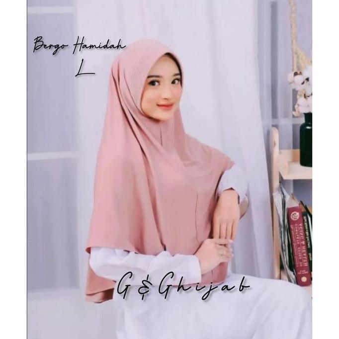 BERGO HAMIDAH JUMBO L Jilbab Lembut Muslim Kerudung Tebal Khimar High Hijab Bergo Jersey Syari Panja