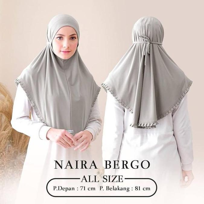 Jilbab Naira Khimar Daily Hijab Bergo Jersey Polos Non Pet, Tali Ikat Belakang Ruffle