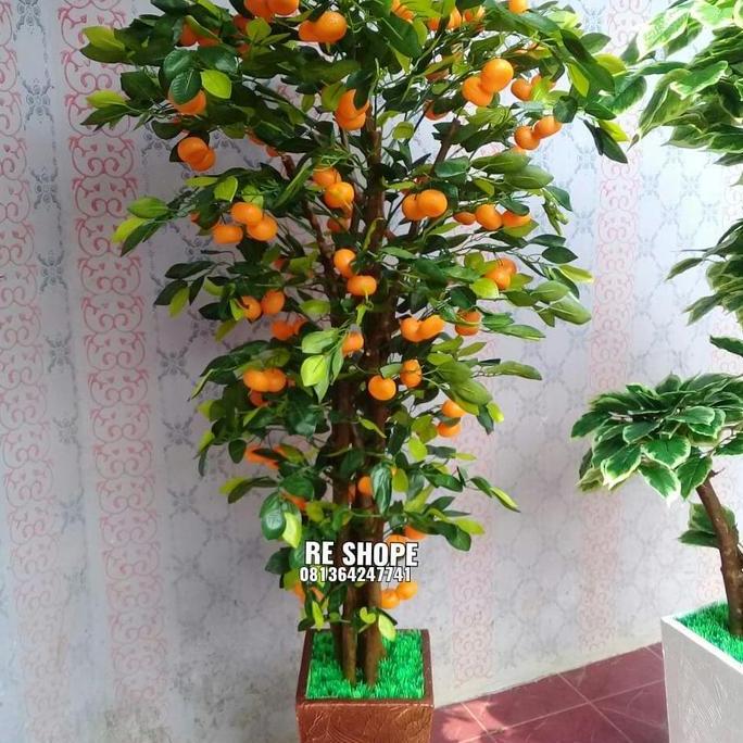Promo Bunga plastik Jenis pohon jeruk lebat tinggi 170 cm COD