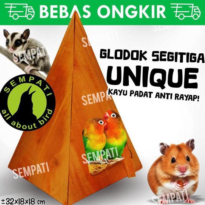 Sempati Glodok Piramid Segitiga Kayu Glodok Parkit Lovebird Sarang Telur Burung Susuh Sarang Ternak 