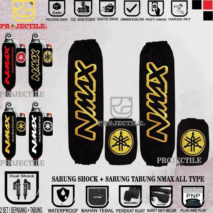 DS195 - Sarung Shock + Sarung Tabung Nmax Aerox Xmax Yss Ktc Wp RCB Kiri Kanan