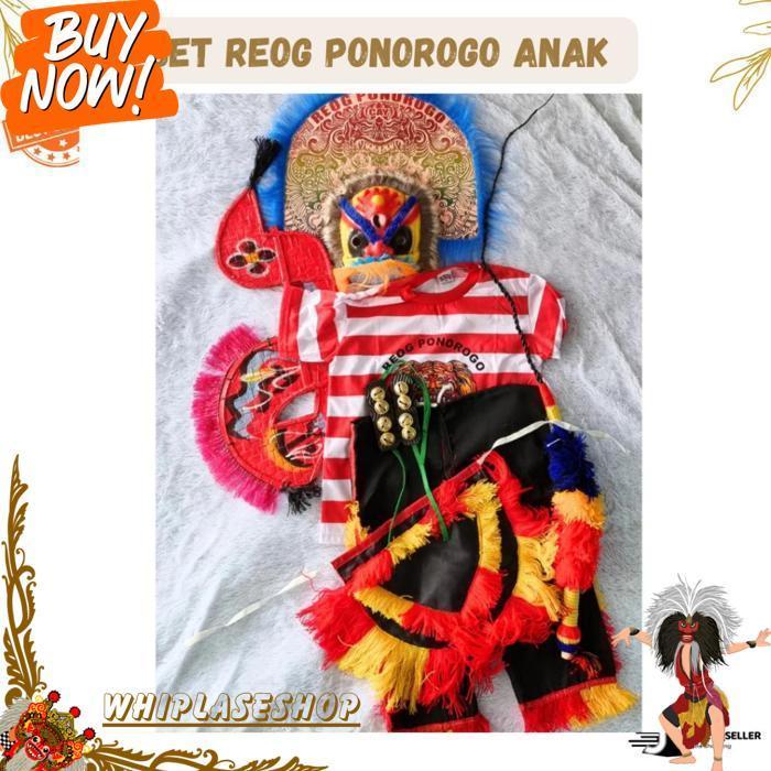 New Paket Setelan Reog Ponorogo|Lengkap Kostum Jaranan Anak|Set Lengkap Reog Anak|Jaran Pecut Topeng