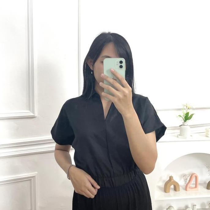 DR317 - Tometoh | Miyu Kemeja Crop Pinggang Karet Baju Pendek