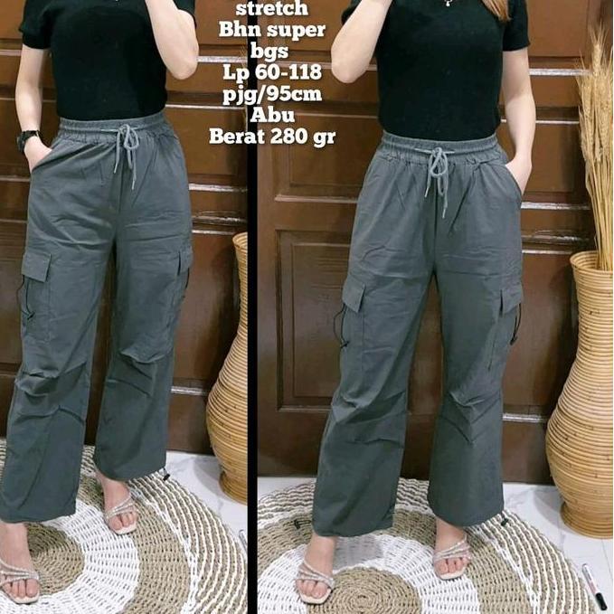 DR153 >> 6601 Celana Panjang Cargo Tali Serut Bisa Jadi Joger / Bisa Jadi Kulot Wanita Dewasa Katun 