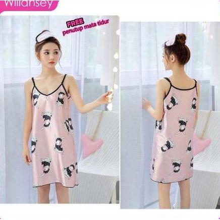 DS43 >> Baju tidur Wanita seksi Baju rumah santai seksi dress santai dress tidur seksi Bahan silk su
