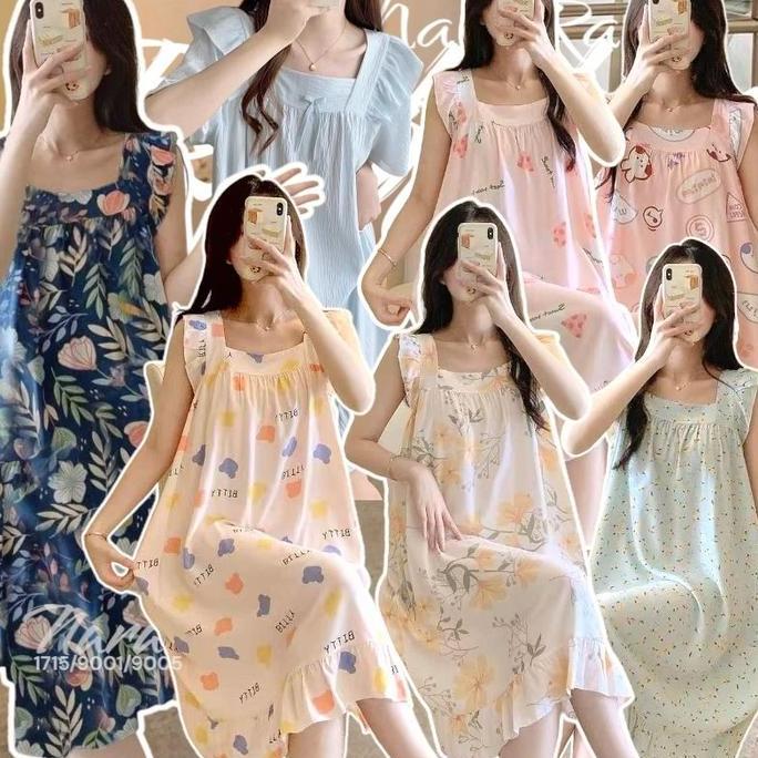 DF393 - Daster Rayon Tanpa Lengan Import Dress Rayon Allsize Wanita Kensi Motif Bunga Batik NARA 171