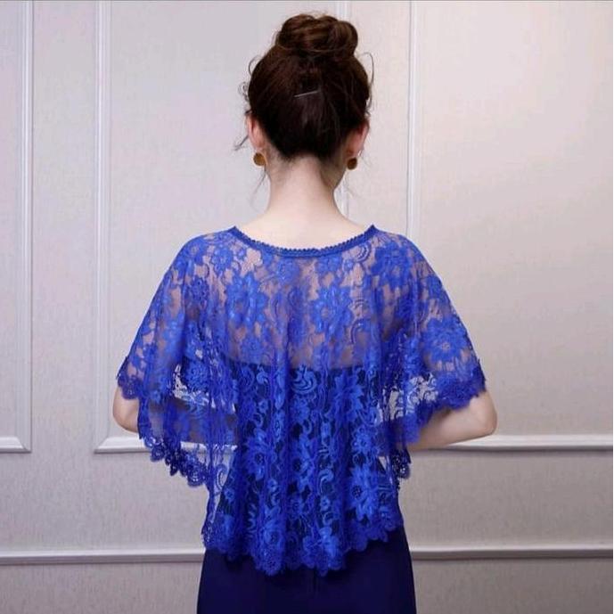 DB128 >> Baju Cardigan Brukat Wanita Korea / Rompi Bolero Kebaya Bahan Renda model.panjang Belakang