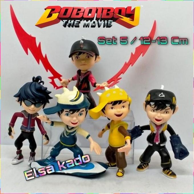 Action Figure Boboiboy Set Mainan topper Cake Halilintar Tanah Angin