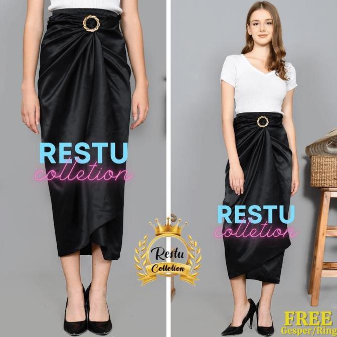DR114 - ROK LILIT POLOS BAWAHAN KEBAYA WISUDA BAHAN SATIN VALVET PREMIUM Kain Maxi Motif Panjang Ser