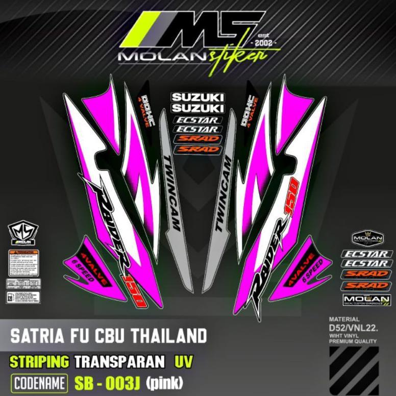 Decal Sticker Striping Variasi Transparan Uv Satria Fu Cbu Thailand 2005/2006 Raider 150 Suzuki Satr