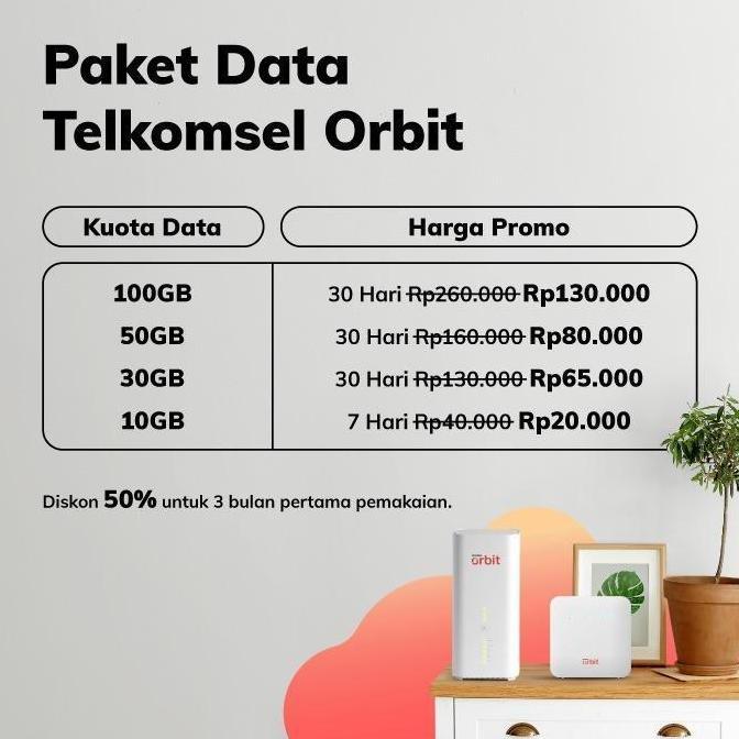 Telkomsel Orbit Star Lite Modem WiFi 4G High Speed Bonus Data 50GB