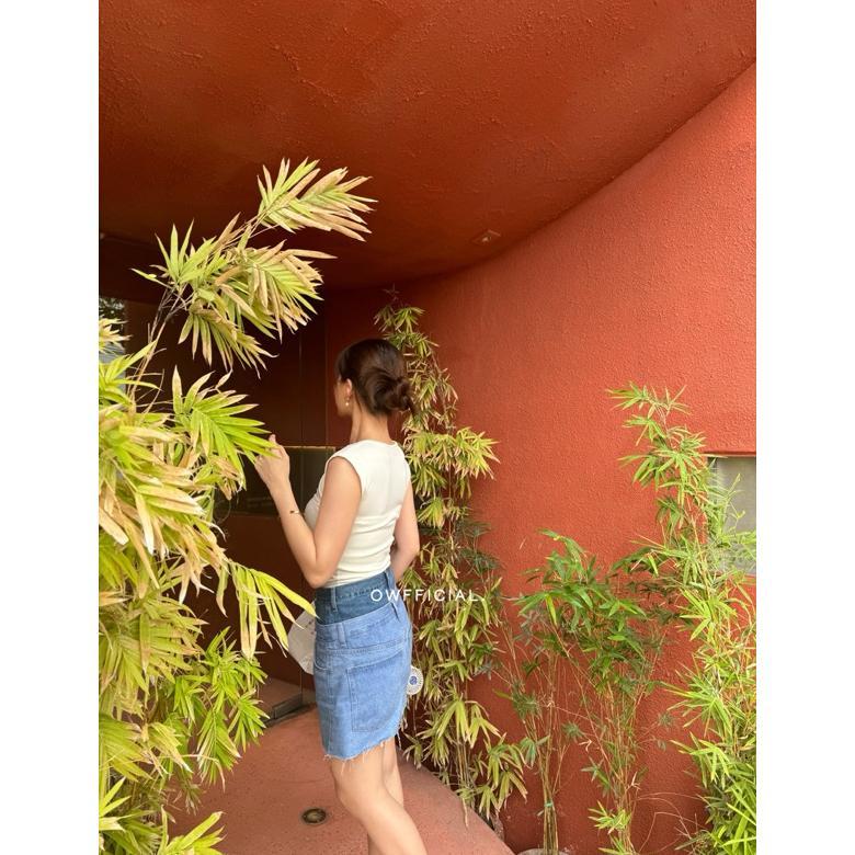 RACHEL RUCHED FRONT KNIT SET | Kemben Set Wanita Baju Sleeveless Aesthtetic Top Serut Depan Summer L