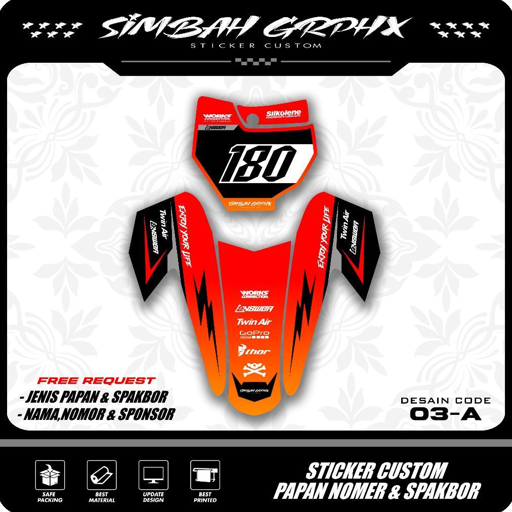 SIMBAH GRPHX Sticker Decal Papan Nomer Start Dan Spakbor Depan Motor Bebek Trail Supermoto RBT K.03
