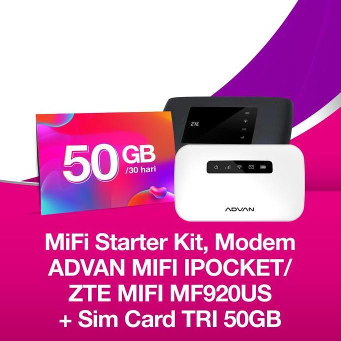 Indosat MiFi: Mobile WiFi + SIM Card TRI 50GB