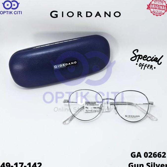 Frame Kacamata Pria Wanita Bulat Giordano GA 02662 Ringan Original Terlaris