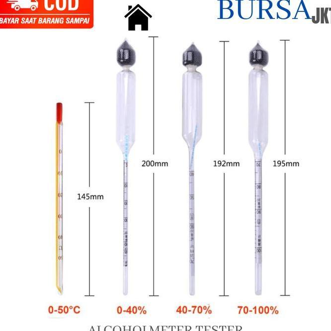 Alkohol Meter Pengukur Kadar Alkohol Anggur Wine 3 Pc Set 0 - 100%