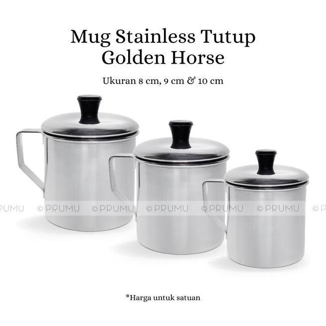 Mug Stainless Mug Tutup Cangkir Stainless Golden Horse
