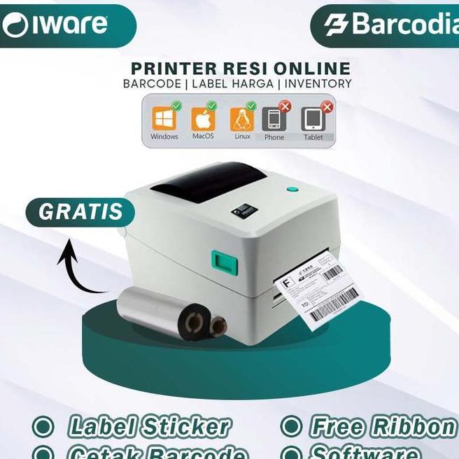 Label Printer Iware Pb420T Usb Printer Barcode 80Mm Printer Thermal Ribbon