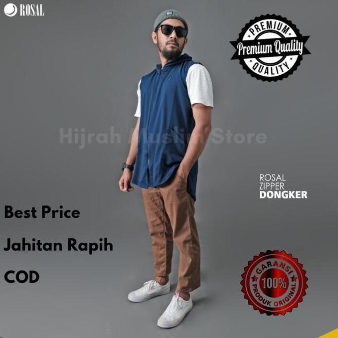 Rosal Baju Muslim Pria Rompi Sholat Koko Kurta Pakistan Hoodie Zipper Bahan Katun Baby Terry Terlari