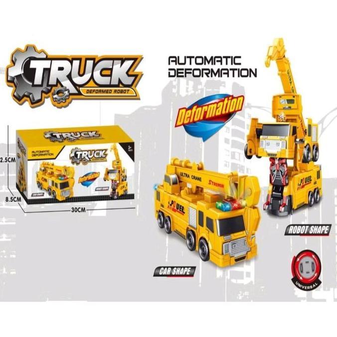 Mainan Anak Truk Transformer Robot Lampu Musik