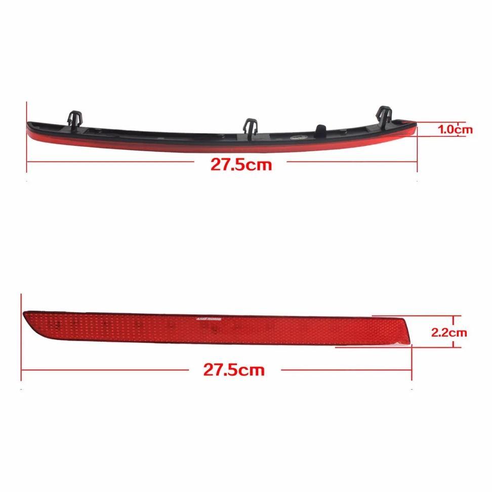 Angrong 2X For Vw Transporter T5 Multivan Caravelle Rear Bumper Reflector Red Lens 2012-2016 No Ligh