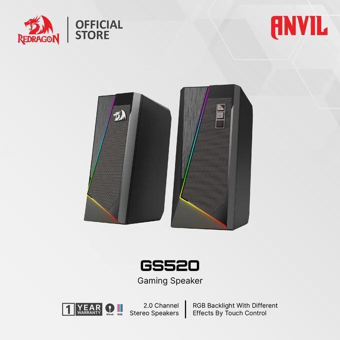 Redragon ANVIL GS520 RGB Speaker Classic design and simple structure 2.0 channel stereo speakers Bes