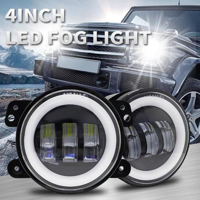 CIONALL_SHOP - 2PCS LAMPU LED FOGLAMP DAYMAKER 3W 4 INCH ANGEL EYE PUTIH KUNING MOBIL MOTOR
