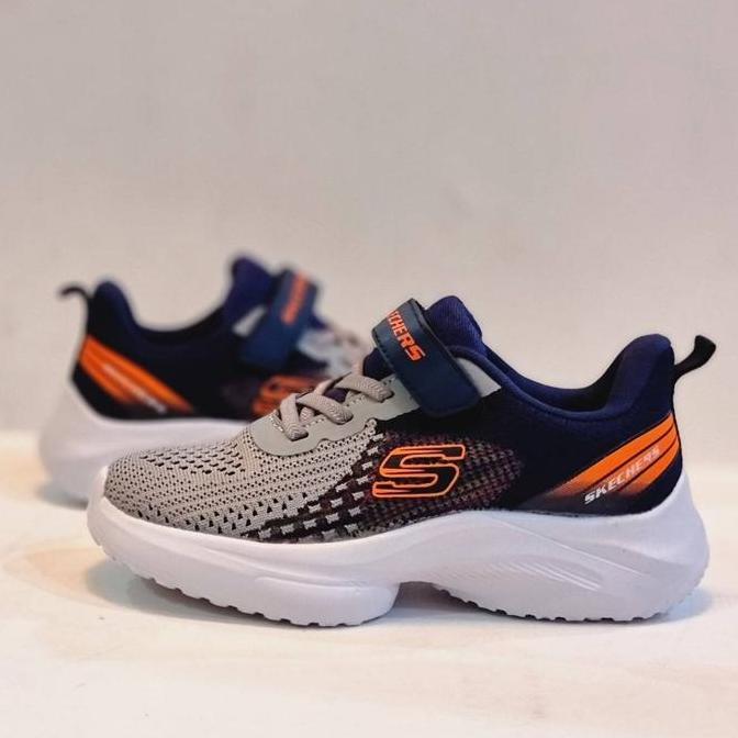 Sepatu Anak Laki Laki Sekolah Skechers Kids Premium Navy Grey / Abu