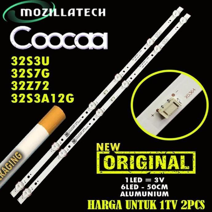 DR127 - Coocaa Backlight TV LED 32S3U 32S7G 32Z72 32S3A12G Putih Plug & Play 6LED/Strip 50CM Alumini