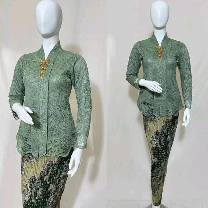 Atasan Kebaya Brokat Modern Floy Kartini Baju Kondangan Lengan Panjang Warna Lemon