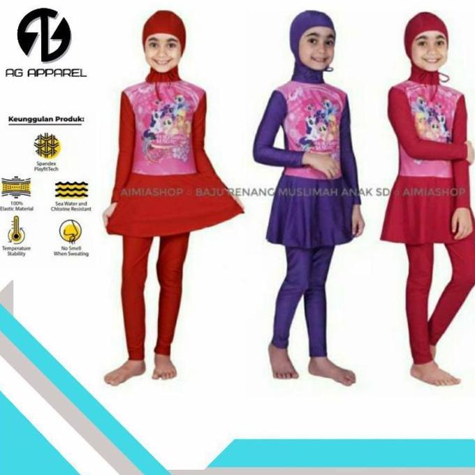 DB13 >> Baju renang muslim anak LOL pony unicorn anak