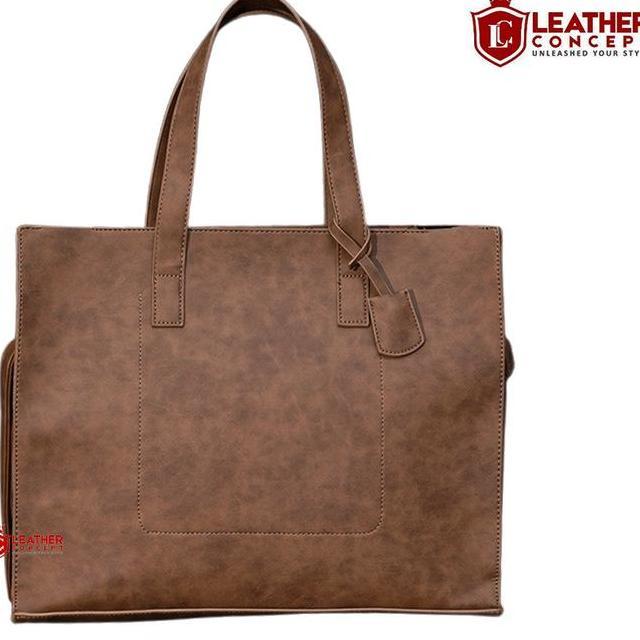 Tote Bag Tas Selempang Kulit Tas Kulit Pria Tas Kerja Pria Vosca Khaki Kantong Totebag
