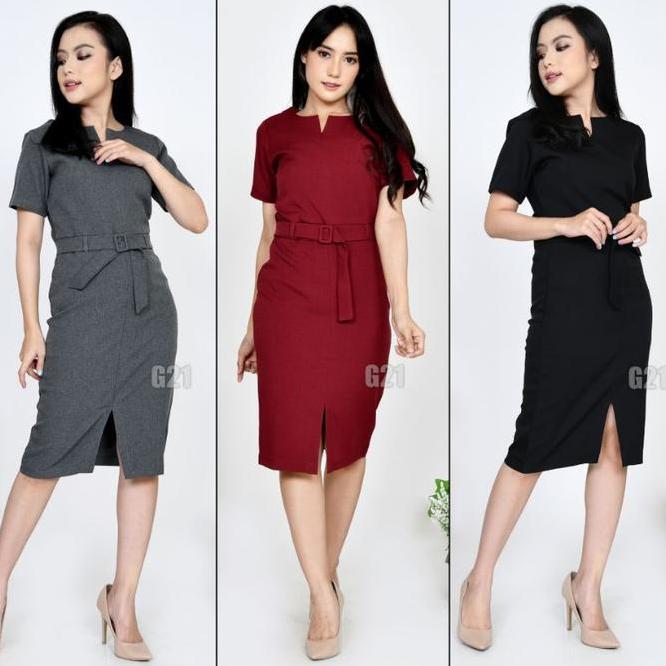 Dress Bisnis Kerja Wanita Mewah  Kantor Dress Pesta Seragam Spg Formal High Premium Quality Midi Hit