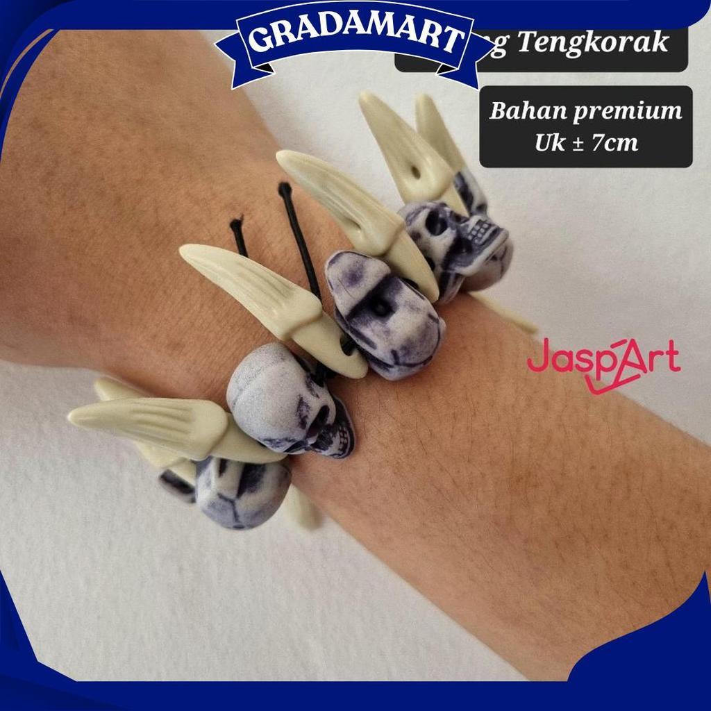 Gelang Tangan Aksen Kepala Tengkorak Gelang Tengkorak Taring Gelang Halloween Gelang Unik Promo