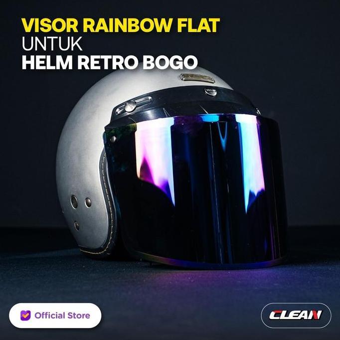 Clear Kaca Helm Bogo Flat Rainbow