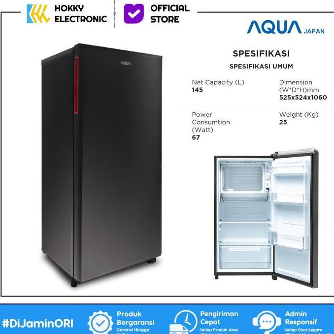 KULKAS 1 PINTU AQUA JAPAN AQR-185 MDS/185 MLS LOW WATT