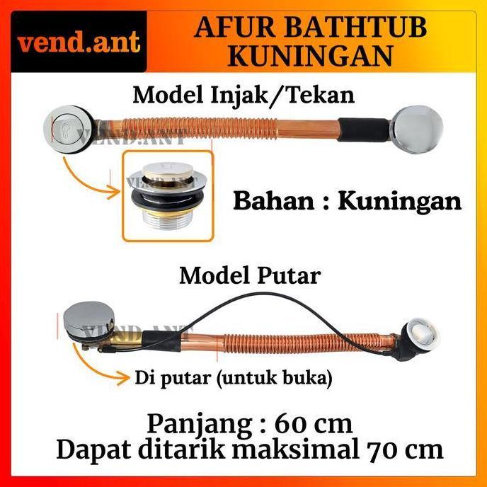 Afur Pembuangan Air Avur Bathtub Model Pop Up Injak Tekan Putar Kuningan Promo Premium