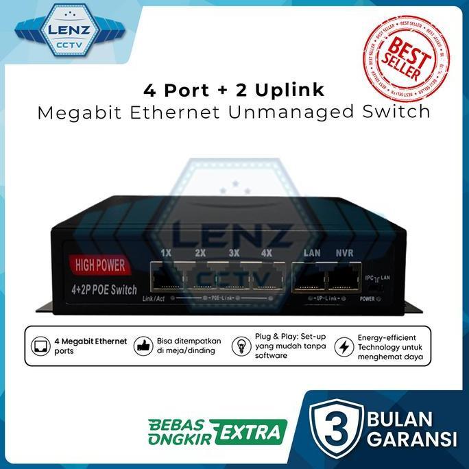 Switch POE Hub 4+2 Port / Switch POE 4 Port