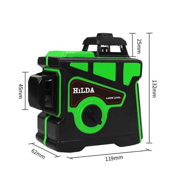 Laser Level 12 Line 3D Hilda Laser Level Pengukur Dimensi + Tropod