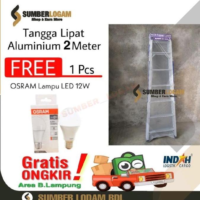 Tangga Lipat Aluminium 2 Meter Bonus Osram Lampu Led 12W