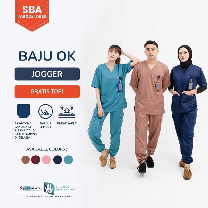 Baju Ok Jogger | Baju Ok Toyobo | Baju Jaga Dokter - Scrub Medis Lengan Pendek
