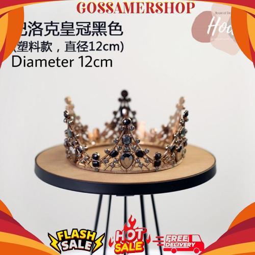 New Topper Bold Crown Black Silver Dark Gold Hiasan Birthday Cake Tiara Hitam Mahkota Kristal Warna 