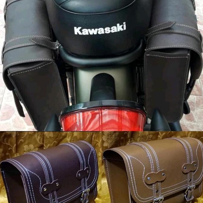 Tas Motor Anti Air Kawasaki W175 / Tas Kulit W175 / Side Bag