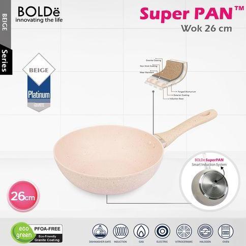 TERMURAH - WOK PAN 26CM BEIGE BOLDE / WAJAN ANTI LENGKET BOLDE